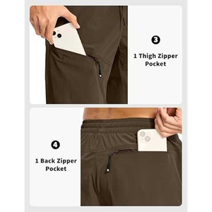 Shorts décontractés pour hommes à séchage rapide avec cordon de serrage et poches, couleur unie, en polyester tissé, taille mi-haute, longueur courte, nouveau design - Product Image 4