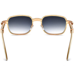 Luxurious Gold Rectangle <b>Sunglasses</b> Moissanite Accents <b>Rimless</b> Gradient Unisex % UV Protection Anti-Reflective Casual Style - Product Image 3