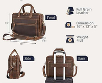 Maletín de Cuero Genuino para Portátil, Bolsa de Mensajero Elegante para Oficina, Viajes, para Hombres y Mujeres