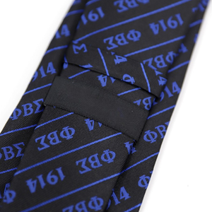 Corbata de Seda Negra Phi Beta Sigma con Letras Griegas 1914, Patrón Tejido, Corbata Formal para Hombre, Estilo Clásico - Product Image 3