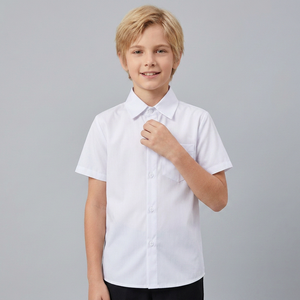 Chemise Oxford unisexe blanche à manches courtes avec poche, uniforme scolaire en coton pour enfants du primaire, à boutons, détection par aiguille - Product Image 2