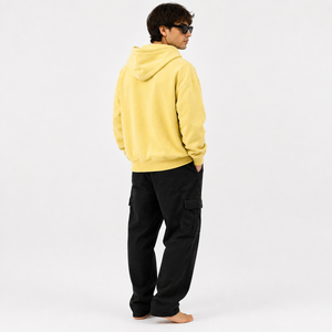 Sudadera con capucha amarilla con cremallera completa, bordado de letras, con bolsillo, estilo casual urbano, top de chándal - Product Image 4