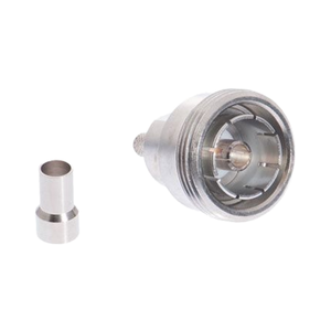 Conector de crimpado macho DIN F de alto rendimiento LMR 200 Cable Material de contacto de cobre y latón Rosca de plástico Ángulo recto bajo - Product Image 1