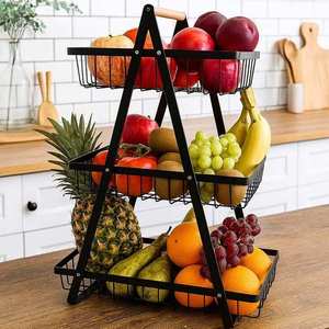 Metal fruit <b>basket</b> double layer fruit <b>basket</b> kitchen storage <b>basket</b> countertop fruit <b>basket</b> <b>bread</b> <b>basket</b> stand fruit organizer - Product Image 6