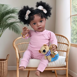 Poupée Reborn Afro-Américaine Daisy de 20 pouces, réaliste, pour fillette, cheveux bouclés, livraison rapide 3-7 jours - Product Image 4