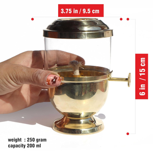 Lampe à huile traditionnelle en laiton pur Akhand Jyoti Diya avec couvercle en verre et contrôle de mèche réglable pour Pooja, temple, maison, Diwali, Navratri - Product Image 6