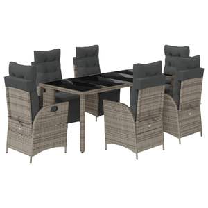Garden Dining <b>Set</b> 6 Seater Rattan With Storage Outdoor Contemporary Style - Product Image 4