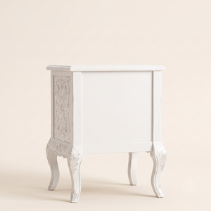 Luxury Handmade Traditional White Floral Design 2 <b>Drawer</b> Living Room Furniture Bone Inlay <b>Side</b> Table Mother Pearl - Product Image 2