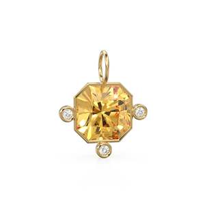 Colgante de oro amarillo macizo de 14k con diamante Heliodor de 7 quilates y bisel de berilo, piedra de nacimiento de junio, accesorio de joyería, dije de gema amarilla - Product Image 3