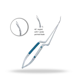 Manual Micro <b>Ear</b> Scissors 45 Degree Angled 1 1 Probe Pointed Blade Stainless Steel ENT Microsurgery Instrument Ergonomic Gold - Product Image 1