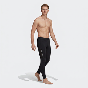 Leggings de compression intégrale pour hommes, noirs unis, en Spandex et Nylon, taille élastique, pour le sport - Product Image 3