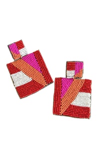Elegant Beaded Embroidery Drop Earrings in Handmade Fancy Design for Stylish Trendy Multi-Color Unisex - Product Image 3