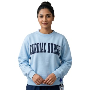 Sudadera de cuello redondo extragrande personalizada para enfermeras cardíacas, de algodón prémium con parche de chenilla bordado, para invierno - Product Image 4