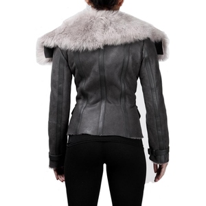 Chaqueta de Cuero Genuino de Oveja para Mujer, Estilo Minimalista, Corta, Suave al Tacto, Venta al Por Mayor Personalizada - Product Image 5
