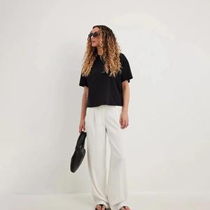 Women's Short Sleeve Cotton Jersey T-Shirt Casual Solid Color Regular Fit Knitted Plain Dyed <b>Top</b> - Product Image 6