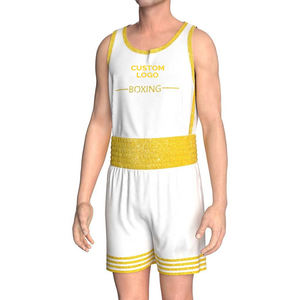 Conjunto de Entrenamiento de Boxeo Transpirable, Elástico y que Absorbe la Humedad, Ligero, Unisex, Camiseta sin Mangas, Pantalones Cortos de Boxeo Flexibles con Aberturas Laterales - Product Image 1