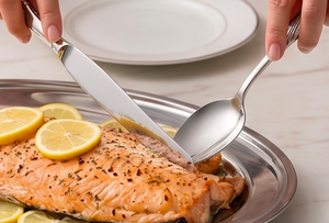 Ensemble de couverts finis argentés avec manche design pour la restauration, le buffet, les mariages et l'utilisation à la maison ou en cuisine - Product Image 6