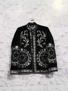 Embroidered Velvet Suzani Bomber <b>Jacket</b>-<b>Quilted</b> Windproof Reversible Breathable Eco-Friendly Wool Lining Winter/Spring - Product Image 2