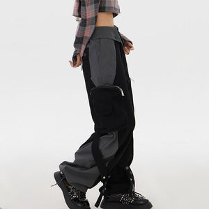 Pantalones Cargo Transpirables de Cintura Media para Mujer Talla Grande, Color Sólido, Corte Holgado, Estilo Utilitario, Largos, con Bolsillos Elásticos, Otoño, Adultos - Product Image 5