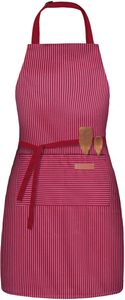 Tablier unisexe pour adultes, rayé rouge, avec poche avant, bretelles réglables, marque du fabricant, en stock - Product Image 3
