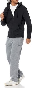 Sweat-shirt à capuche zippé pour homme, noir uni, coupe classique, décontracté, pour l'automne, 100% coton, tissu polaire, séchage rapide, poches, respirant - Product Image 5