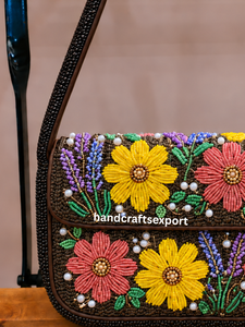 Wholesale Handcrafted Embroidery Beaded Floral Shoulder Bag Eco-Friendly Lightweight Durable Customizable <b>Crossbody</b> <b>Purse</b> for - Product Image 3