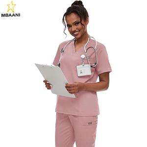 ชุดยูนิฟอร์มพยาบาลแบบเสื้อสครับคอวีคลาสสิกสำหรับผู้หญิง พร้อมกางเกงโยคะจ็อกเกอร์ - Product Image 6