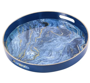 Bandeja Redonda de Madera de Lujo con Hermoso Diseño Impreso en Esmalte para Servir Comida en Casa, Uso en la Cocina - Product Image 4