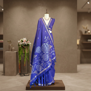 Khadi Silk <b>Saree</b> With Floral Weaving Traditional Wear <b>For</b> <b>Women</b> Wedding And Party Occasion With India Pakistan Style - Product Image 5