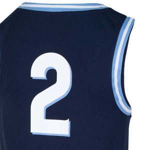 Maillot de basketball unisexe numéro 2 bleu marine sans manches col en V en maille respirante écologique avec bretelles réglables pour équipe - Product Image 4