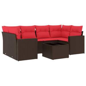 Juego de sofás de patio de ratán sintético marrón de 7 piezas con cojines, elegantes muebles de exterior - Product Image 2