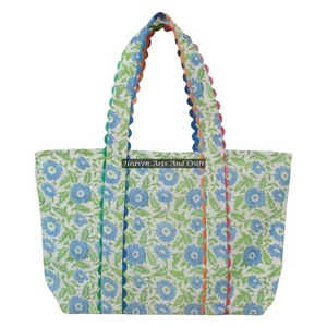 Sac fourre-tout en coton imprimé à la main Ric Rac, grand sac de week-end indien, fait à la main, lavable - Product Image 1