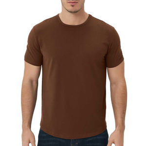 T-shirt homme premium, couleur marron uni, col rond, manches courtes, coupe classique, t-shirt décontracté en jersey, t-shirt uni pour homme - Product Image 1