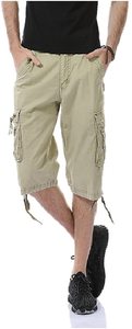 Short cargo pour homme, style décontracté et mode, pour l'extérieur, en toile tissée extensible, coupe décontractée, avec poches utilitaires, durable, couleur unie, taille mi-haute - Product Image 2