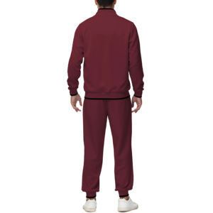 Chándal de Hombre de Color Sólido con Cierre Completo, Corte Regular, con Bolsillos Laterales, Estilo Casual Otoñal, Material de Poliéster Color Granate 2026 - Product Image 2