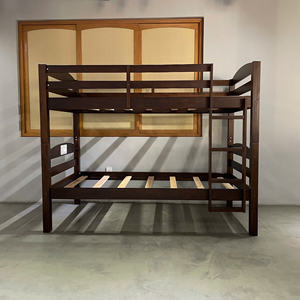 Lit superposé minimaliste personnalisable blanc et expresso, meubles de chambre à coucher en bois sur mesure pour enfants - Product Image 4