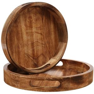 Plato de Madera con Patrón Clásico Sólido, Acabado Pulido Duradero para Bodas y Eventos - Product Image 1