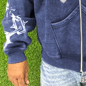 Custom Pakistan Manufacture Spring Fleece Quarter-<b>Zip</b> Breathable Loose Fit Hoodies Men Casual Wear 100% Cotton Embroidered - Product Image 5