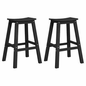 2 tabourets de bar noirs en HDPE, 52x43x73,5 cm, pour meubles de patio - Product Image 2
