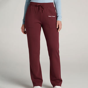 Pantalon de jogging évasé épais à taille élastique couleur unie, personnalisé OEM/ODM, avec logo brodé sur mesure, bas large - Product Image 4