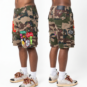 Premium Men's <b>Camouflage</b> Cargo <b>Shorts</b> 100% Cotton Twill Distressed Tactical Streetwear Breathable Front Patches Custom Logo OEM - Product Image 3