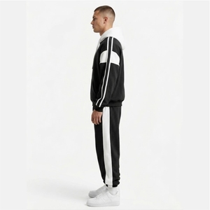 Men's Oversized <b>Retro</b> Sport <b>Tracksuit</b> – Heavyweight Fleece Set with Contrast Panel & Side Stripes - Product Image 5