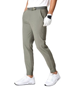 Men's Olive Green Golf <b>Pants</b> Solid Color Breathable Knitted <b>Spandex</b>/Nylon Casual Fit Elastic Waist Closure Quick Dry Four-Way - Product Image 3