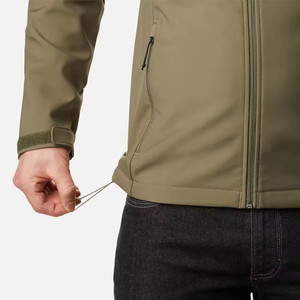 Men's Olive <b>Green</b> Eco-Friendly Softshell Hooded Full Zip Windproof Casual Outdoor Winter Wear Regular Fit Polyester Shell - Product Image 6