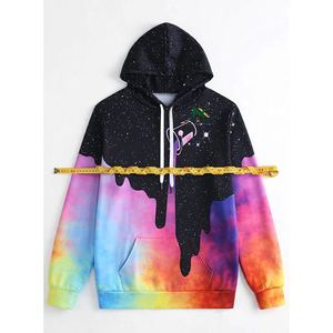 เสื้อฮู้ดพิมพ์ลายหยดสีกาแล็กซี่แบบกำหนดเองสำหรับผู้ชาย เสื้อสตรีทแวร์ผ้าฟลีซพิมพ์ลายแบบซับลิเมชั่น โรงงาน OEM ขายส่ง - Product Image 6