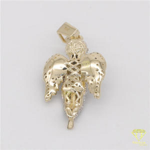 Luxury Angel Pendant With VVS Moissanite Diamonds In Yellow Gold Finish - Product Image 4