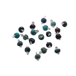 Charmes en pierres précieuses facettées émeraude, 6x4 mm, en argent sterling 925, enveloppés de fil, pour la création de bijoux - Product Image 1