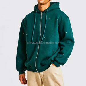 Oem Sudadera personnalisé Vêtements de ville pour hommes haute qualité, sweats à capuche cloutés à fermeture éclair en polaire, surdimensionné, capuche zippée - Product Image 1