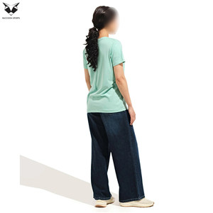 T-shirts pour femmes personnalisables en couleur unie, prix usine, meilleur fournisseur, impression de marque personnalisée, t-shirts décontractés vierges - Product Image 3