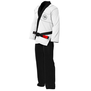 White BJJ <b>Kimono</b> Gi Pearl Weave Cotton Regular Fit Adult Breathable 340g Waterproof UV Protection Black Belt Included Front Logo - Product Image 5
